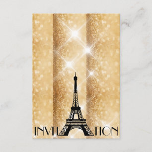 Golden Glitter Personalised Paris Invitation