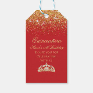 Golden Glitter, Quinceanera Gift Tags