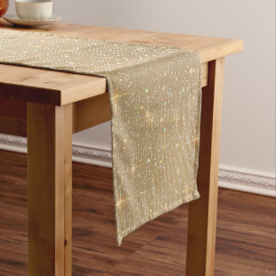 Golden Glitter Shiny Multicolor Sparkles Diamond Long Table Runner