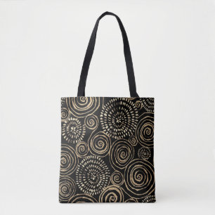 Golden glitter spirals, abstract, seamless texture tote bag