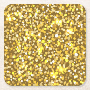 Golden glitter square paper coaster