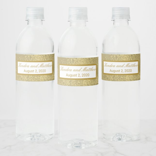 Golden Glitter Texture Water Bottle Label (Bottles)