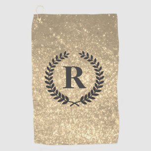 Golden Glitter With Monogram Golf Towel