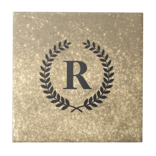 Golden Glitter With Monogram Tile