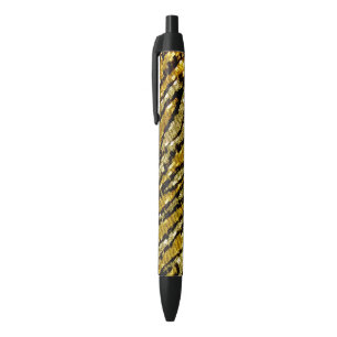 Golden Glitters Zebra Print Black Ink Pen