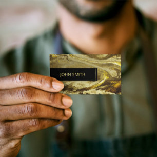 Golden Glittery Texture Luxury Pattern Monogram Business Card