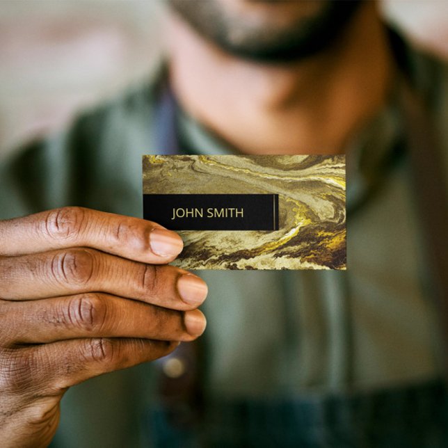 Golden Glittery Texture Luxury Pattern Monogram Business Card (Creator Uploaded)