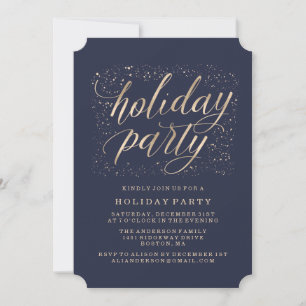 Golden Glitz   Holiday Party Invitation