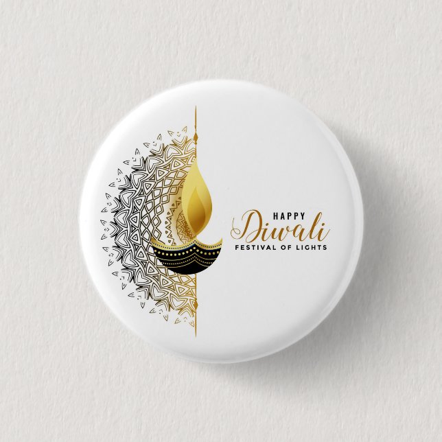 Golden Glow: A Diwali Blessing 3 Cm Round Badge (Front)