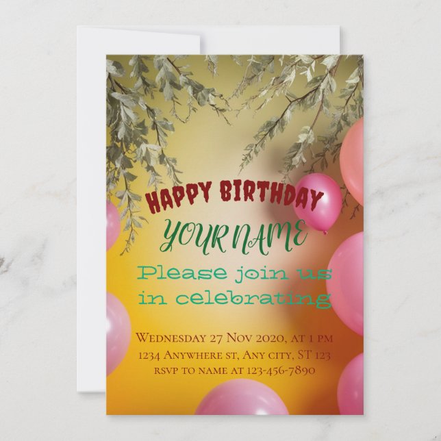 Golden Glow: A Flourishing Fantasy Celebration Invitation (Front)