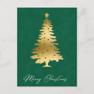 Golden Glow Christmas Tree Bokeh Holiday Card