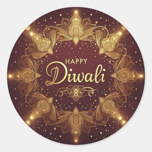 Golden Glow Diwali  Classic Round Sticker (Front)