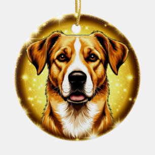 🌸 Golden Glow Elegant Pup Luxe Holiday Style 🌸 Ceramic Tree Decoration