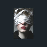 Golden Glow Melanin Fierce Close-Up Canvas Print<br><div class="desc">Golden-bronze light sculpts flawless deep brown skin, illuminating sharp cheekbones, glossy nude-pink lips, and intense dark eyes framed by smoky glitter shadow. A sleek short natural cut and massive hammered gold hoop earrings catch fiery reflections, while layered gold chains add regal texture against a high-neck black top. The powerful close-up...</div>