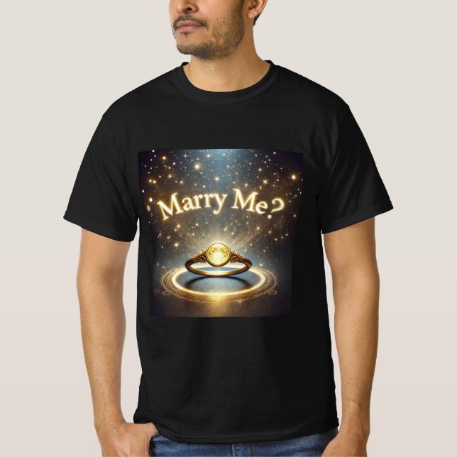 Golden Glow Proposal Marry Me Mens Tshirt (Front)
