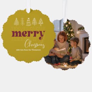 Golden Glow Scribbles Merry Christmas Keepsake Tree Decoration Card