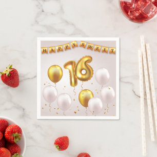 Golden Glow Sweet 16 Party Napkin