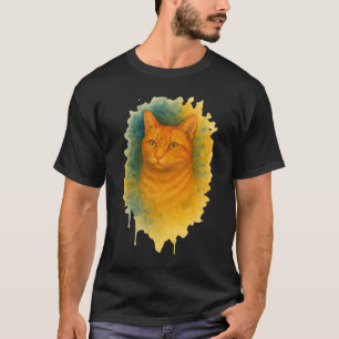 Golden Glow: Watercolor Cat T-Shirt