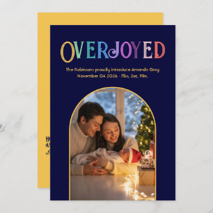 Golden Glow Xmas Baby Birth Announcement Photo