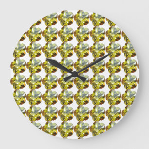 Golden Glow – Yellow Gemstone Flower Design Large Clock
