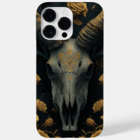 Golden Goat Skull and gold Roses