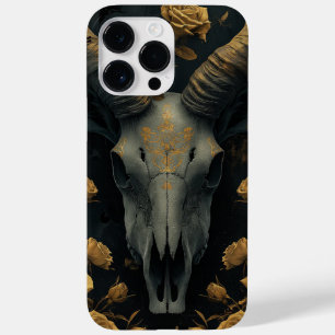Golden Goat Skull and gold Roses Case-Mate iPhone 14 Pro Max Case
