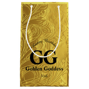 Golden Goddess Celebrate Happy 50th Birthday Party Small Gift Bag