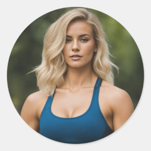 Golden Goddess: Fit Blonde Woman Collection Classic Round Sticker