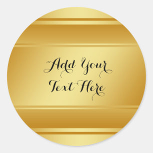 Golden Gold Foil Faux Glitter Customise Classic Round Sticker