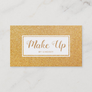Golden Gold Sparkle Glitter Make Up Artist Business Card