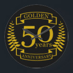 GOLDEN Golden 50 Years Wedding Anniversary 50 all Large Clock<br><div class="desc">A design for him or her, husband and wife to help celebrate your fiftieth wedding anniversary. This design is gold and has the text gold at the top as golden the traditional gift for a 50th wedding anniversary in the USA.. If you would like help customising this design please feel...</div>