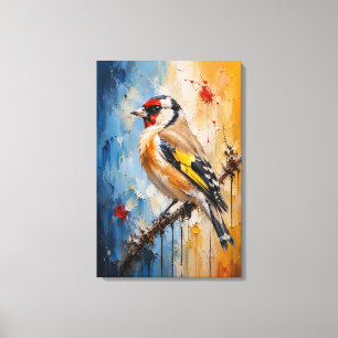 Golden Goldfinch Abstract Impasto Canvas Print