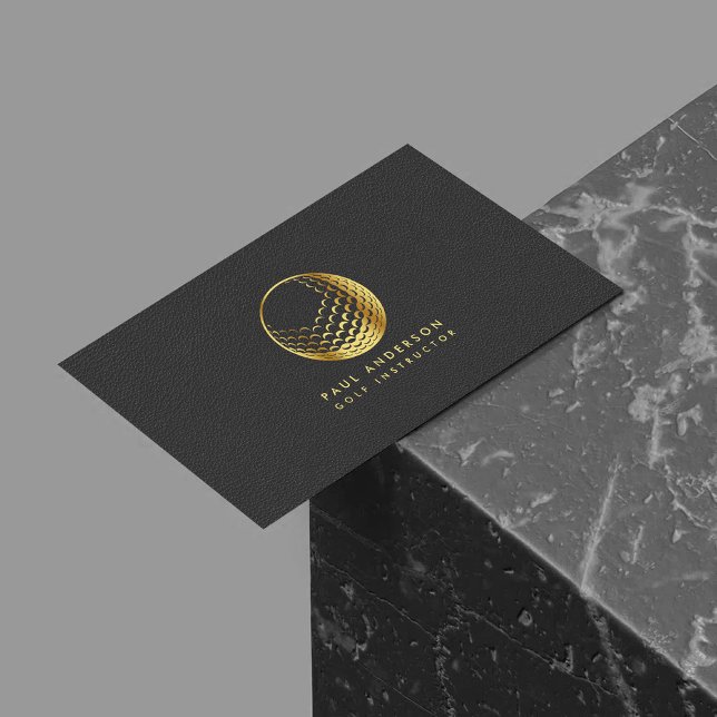 Golden Golf Ball Logo Elegant Golfer Monogram Business Card (Creator Uploaded)