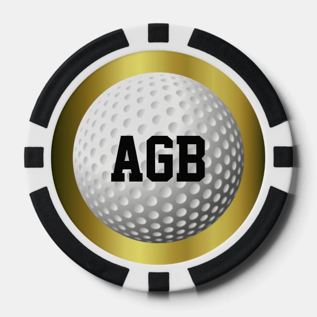 Golden Golf ball spotter/reminder Poker Chips (Front)