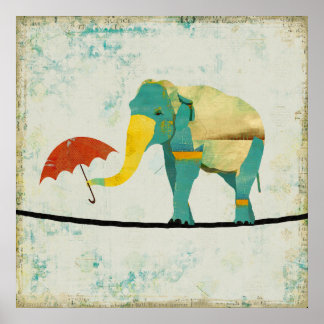 Golden Graceful Elephant Art Poster