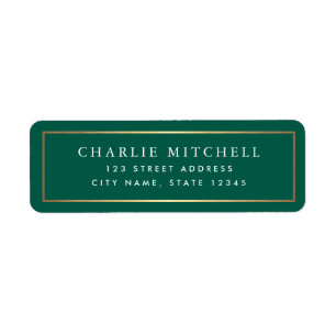 Golden gradient border forest green return address