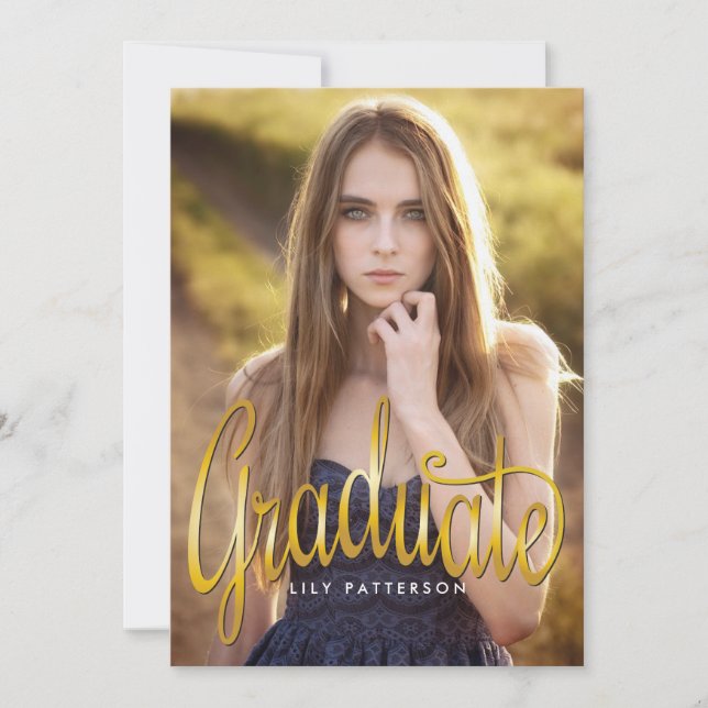 Golden Graduate Photo Graduation Party Invitation (Front)