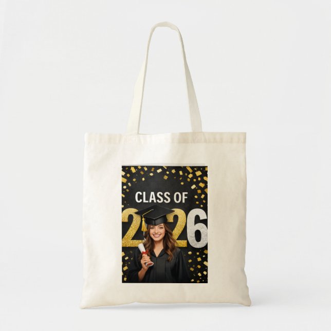 Golden Graduation Celebration Card – Congratulatio Tote Bag (Front)