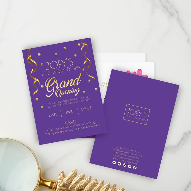 Golden Grand Opening Business RSVP Invitation Card (Creator Uploaded)