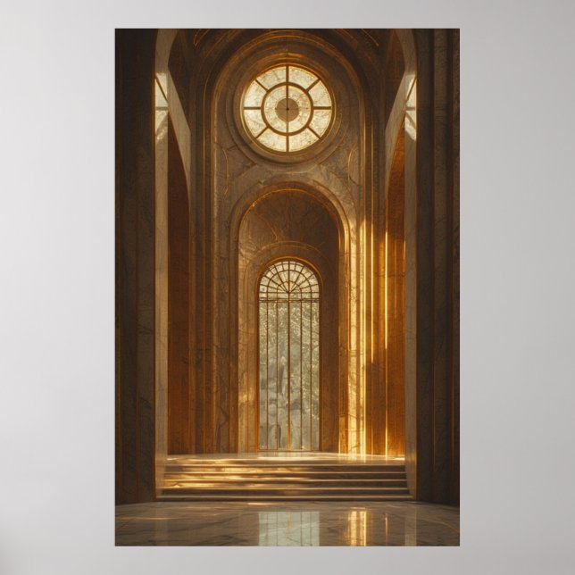 Golden Grandeur: A Majestic Hallway Poster (Front)