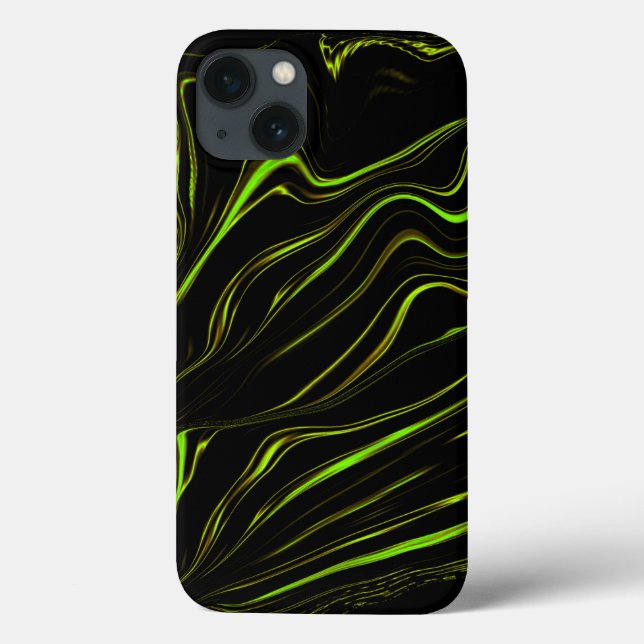 Golden grass or wavy green long strokes on black Case-Mate iPhone case (Back)