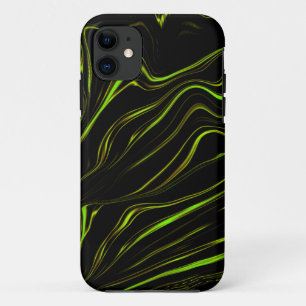 Golden grass or wavy green long strokes on black Case-Mate iPhone case