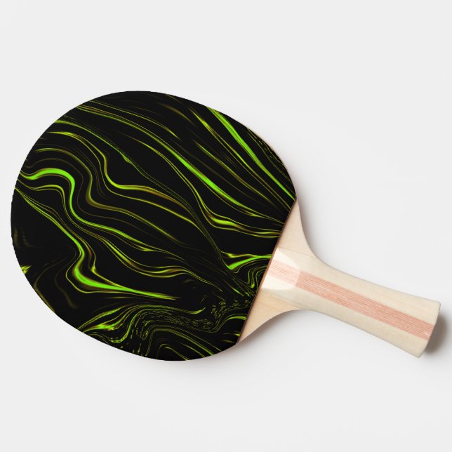 Golden grass, wavy green long traces on black fund ping pong paddle (Back Side)