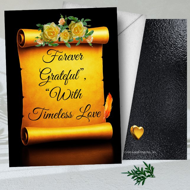 "Golden Gratitude Scroll, A Timeless Anniversary  Thank You Card (Creator Uploaded)