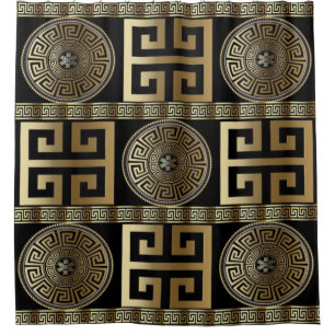 Golden Greek Key Shower Curtain