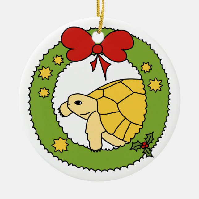 Golden Greek Tortoise Christmas Ornament (wreath) (Front)