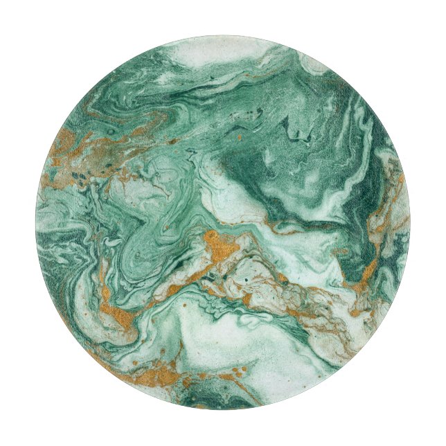 Golden-green acrylic: marble texture art. cutting board (Front)