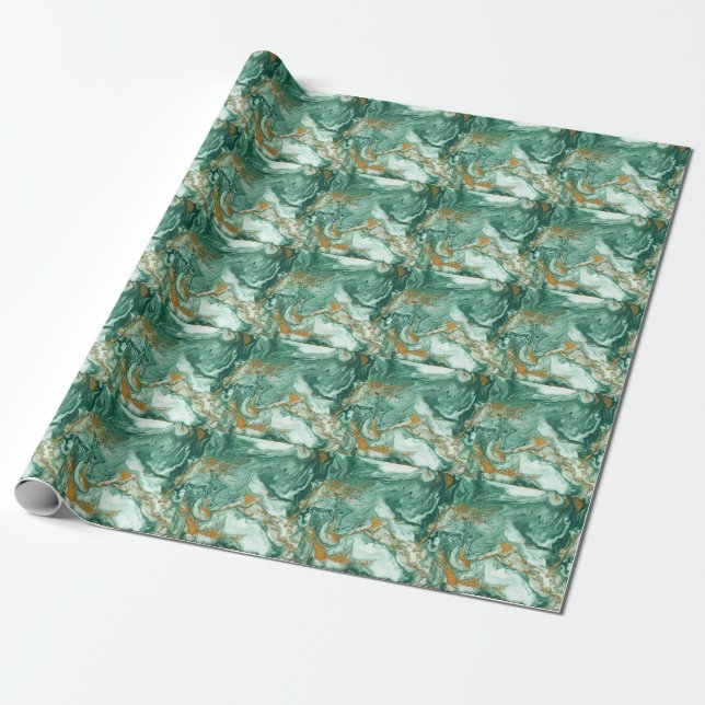 Golden-green acrylic: marble texture art. wrapping paper (Unrolled)