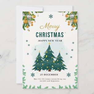 Golden Green Christmas Invitation