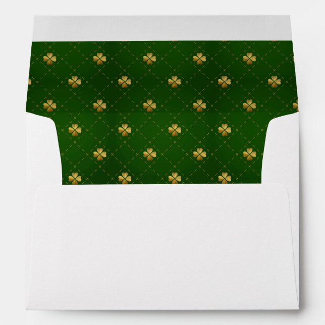 Golden Green Clover Pattern Envelope (Back (Bottom))